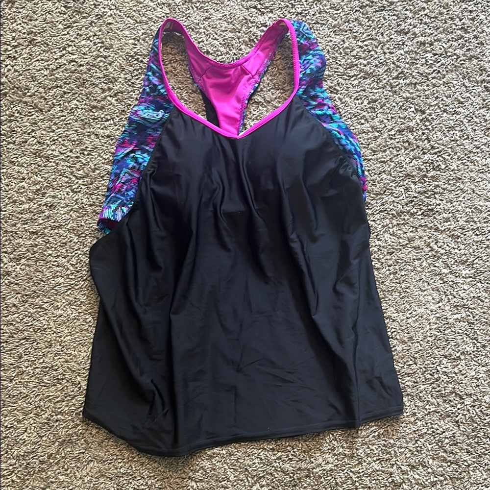 ZeroXposur Black and Pink Women's Swim Top